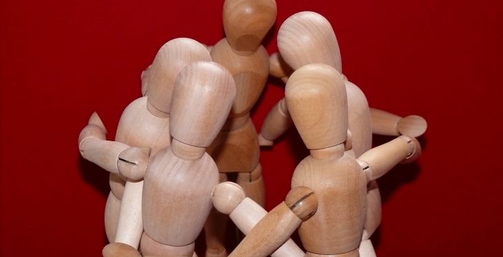 group of wooden figures