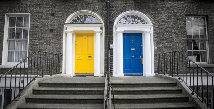 yellow and blue doors